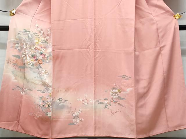 平和屋着物■訪問着 風景源氏車花文 暈し染め 金銀彩 正絹 逸品 CABC9149fb