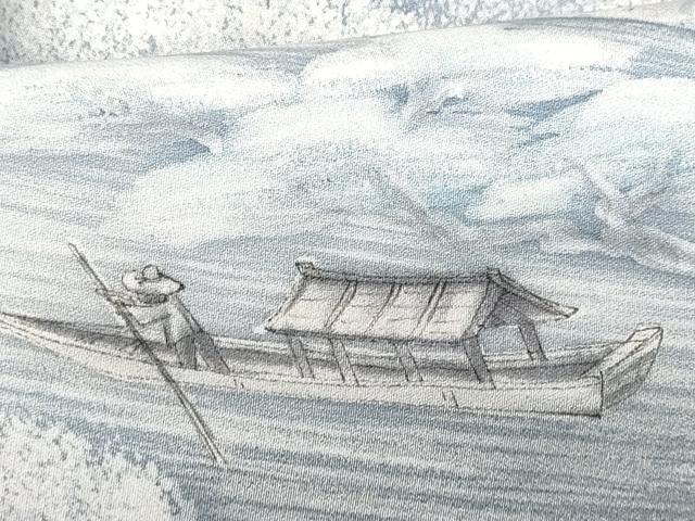 平和屋着物■訪問着 手描き 遠山渡り橋風景文 暈し染め 正絹 逸品 CABC9186fb