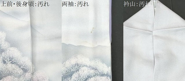 平和屋着物■訪問着 手描き 遠山渡り橋風景文 暈し染め 正絹 逸品 CABC9186fb