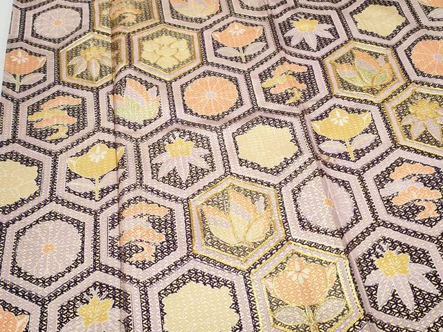 平和屋着物▼訪問着 駒刺繍 亀甲吉祥文 金彩 正絹 逸品 CABC9222th