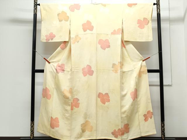 平和屋着物▼上質な小紋 地紋起こし 草花文 正絹 逸品 CABC9359th