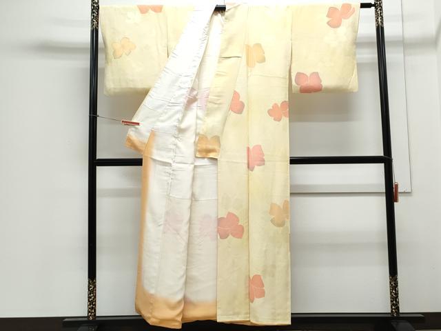 平和屋着物▼上質な小紋 地紋起こし 草花文 正絹 逸品 CABC9359th