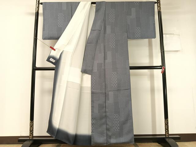 平和屋着物●上質なお召 寄せ小紋柄 やまと誂製 正絹 逸品 未使用 CABC9605vp