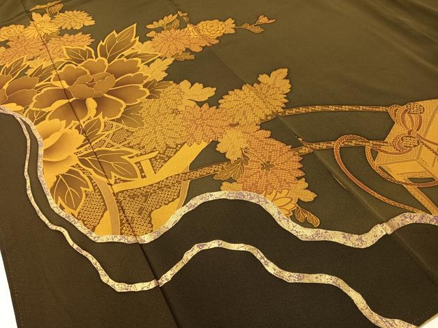 平和屋着物●訪問着 駒刺繍 道長花車文 金彩 正絹 逸品 CABC9607vp