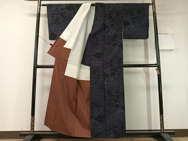 平和屋着物●結城紬 100亀甲 吉祥花文 正絹 逸品 CABC9608vp