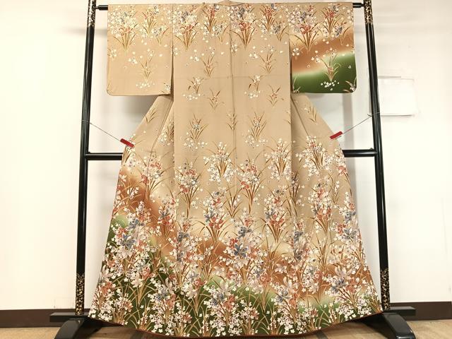 平和屋着物●訪問着 草花文 暈し染め 金彩 正絹 逸品 CABC9615vp