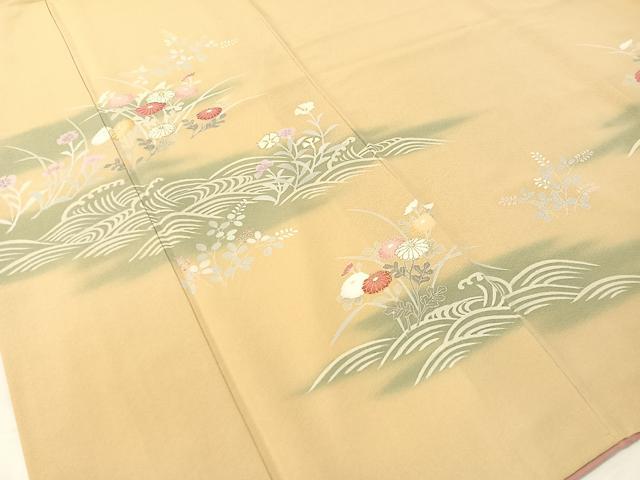 平和屋着物●訪問着 立波花文 暈し染め 金彩 ロング丈 正絹 逸品 CABC9617vp