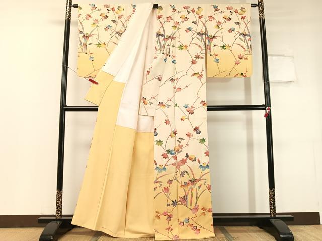 平和屋着物●訪問着 型染め 枝花文 暈し染め 正絹 逸品 CABC9621vp