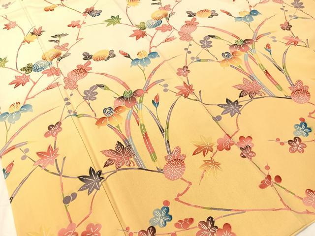 平和屋着物●訪問着 型染め 枝花文 暈し染め 正絹 逸品 CABC9621vp