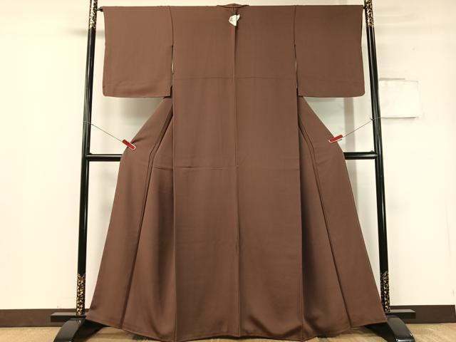 平和屋着物●上質な色無地 赤褐色 正絹 逸品 未使用 CABC9632vp