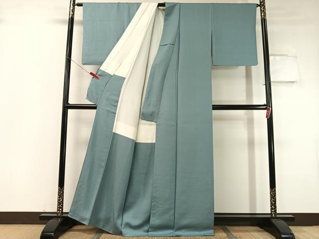 平和屋着物●上質な色無地 舞花地紋 浅縹色 正絹 逸品 CABC9637vp