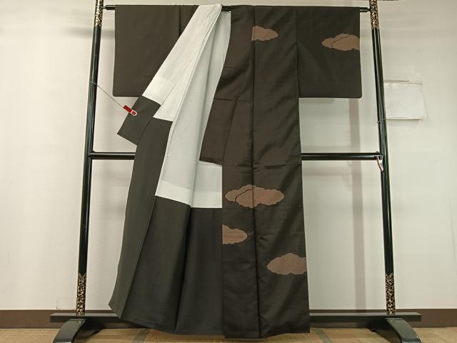 平和屋着物●本場大島紬 訪問着 9マルキ 地空き 雲重ね 正絹 逸品 CABC9638vp