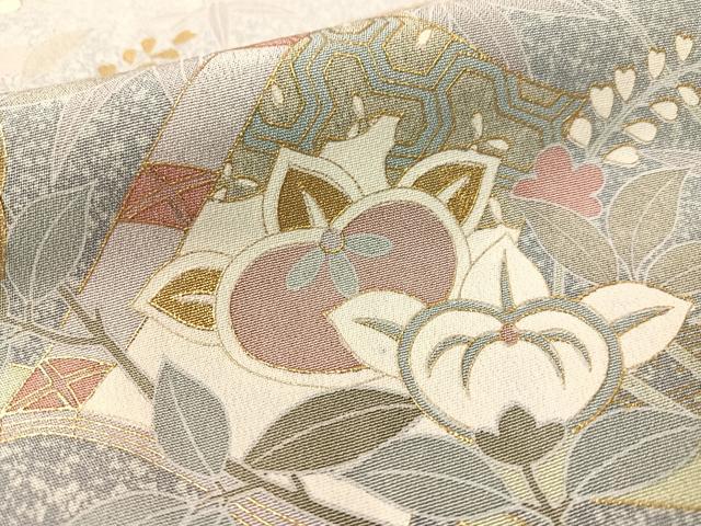 平和屋着物●訪問着 松竹梅冊子花文 たたき染め 金彩 正絹 逸品 CABC9654vp