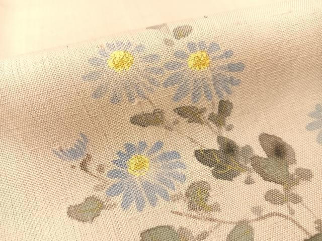 平和屋着物●染色作家 桐山紫香 手描き 訪問着 生紬 草花文 正絹 逸品 CABC9658vp