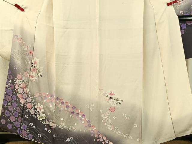 平和屋着物●豪華振袖 手描き 立波花文 暈し染め 正絹 逸品 CABC9666vp