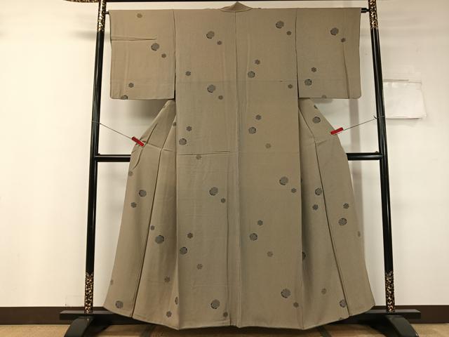 平和屋着物●江戸小紋 万筋 雪輪重ね 虫襖色×榛色 正絹 逸品 CABC9672vp