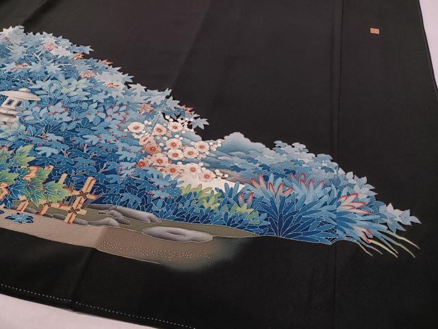 平和屋着物●本加賀友禅作家 牛坂源吾 黒留袖 名所風景花文 正絹 逸品 CABC9673vp