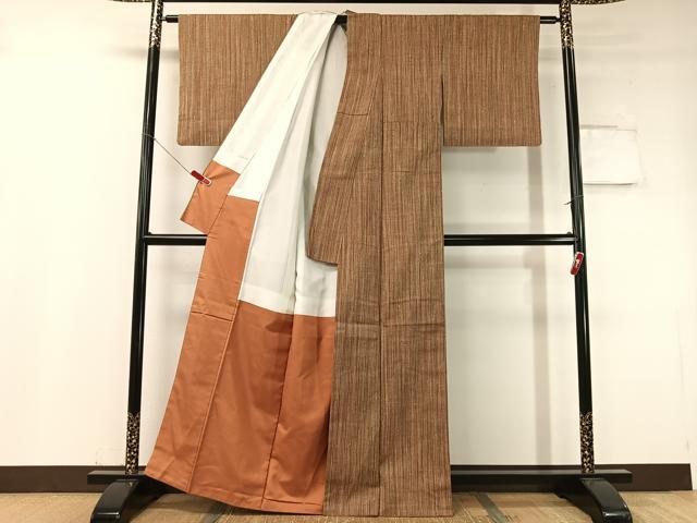 平和屋着物●上質な紬 雨縞 正絹 逸品 CABC9678vp