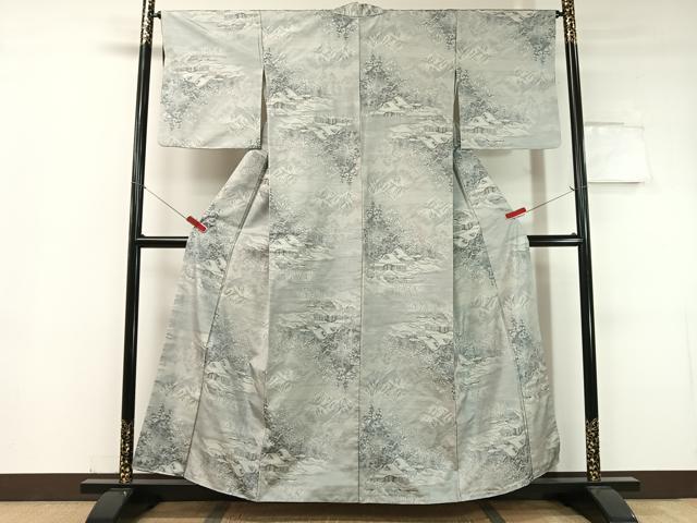 平和屋着物●都喜ヱ門 本場大島紬 白大島 7マルキ 総絣 藤絹織物謹製 雪景色 正絹 逸品 CABC9685vp