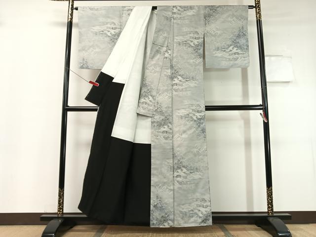 平和屋着物●都喜ヱ門 本場大島紬 白大島 7マルキ 総絣 藤絹織物謹製 雪景色 正絹 逸品 CABC9685vp