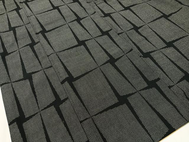 平和屋着物●本塩沢 中田屋織物謹製 蚊絣 吉祥文様 黒地 ロング丈 証紙付き 正絹 逸品 CABC9691vp