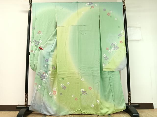 平和屋着物●豪華振袖 駒刺繍 舞桜 暈し染め 銀通し地 やまと誂製 正絹 逸品 CABC9707vp