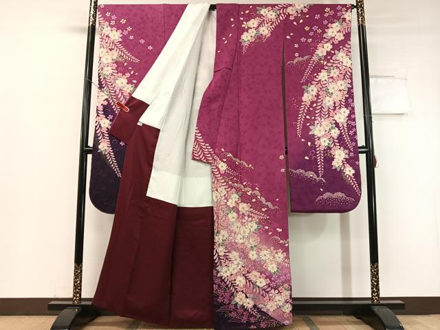 平和屋着物●豪華振袖 辻が花 絞り 手描き 暈し染め 銀通し地 正絹 逸品 CABC9714vp
