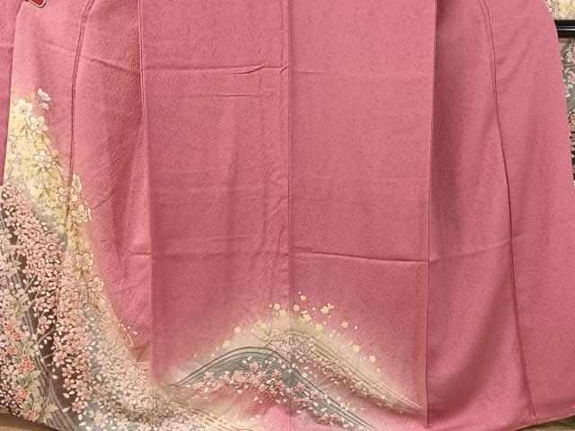 平和屋着物●豪華振袖 絞り 立波舞桜 暈し染め 金通し地 やまと誂製 正絹 逸品 CABC9722vp