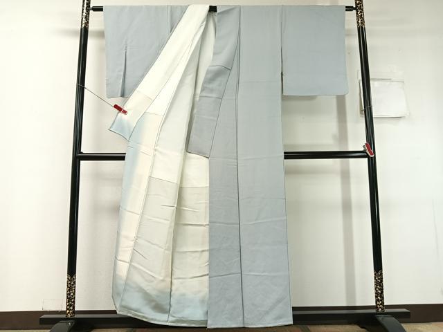 平和屋着物●上質な色無地 月白色 鬼しぼ縮緬 正絹 逸品 CABC9756vp