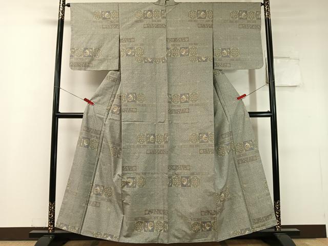 平和屋着物●本場大島紬 白大島 9マルキ 鳳凰更紗横段文 金通し地 正絹 逸品 未使用 CABC9768vp