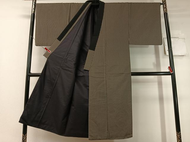 平和屋着物●男性 本場大島紬 アンサンブル 大山謹製 縞 証紙付き 正絹 逸品 CABC9777vp