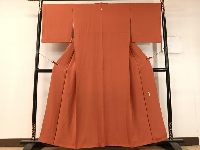 平和屋着物●上質な色無地 作家物 樺色 正絹 逸品 CABC9785vp