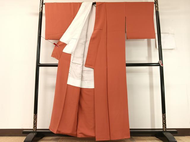 平和屋着物●上質な色無地 作家物 樺色 正絹 逸品 CABC9785vp