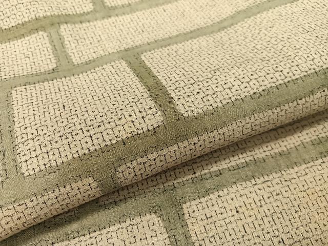 平和屋着物●本場結城紬 重要無形文化財 80亀甲 横段文 正絹 逸品 CABC9791vp