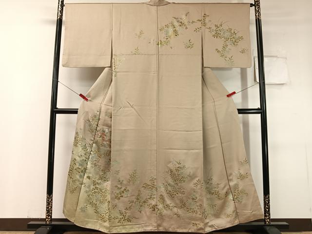 平和屋着物●訪問着 刺繍 松皮菱藤花松文 暈し染め 金銀彩 正絹 逸品 CABC9793vp