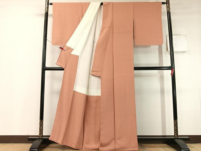 平和屋着物●上質な色無地 土器色 正絹 逸品 未使用 CABC9805vp