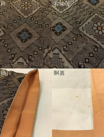 平和屋着物●本場大島紬 龍郷絣 花菱文 正絹 逸品 CABC9810vp