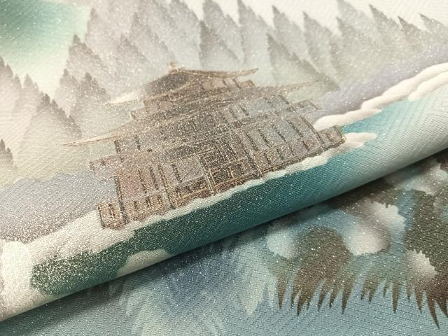 平和屋着物▼訪問着 名所風景文 暈し染め 金銀彩 正絹 逸品 CABC9833vp