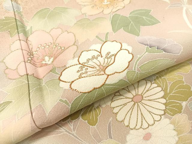 平和屋着物●訪問着 駒刺繍 重ね山花文 暈し染め 金彩 正絹 逸品 CABC9858vp