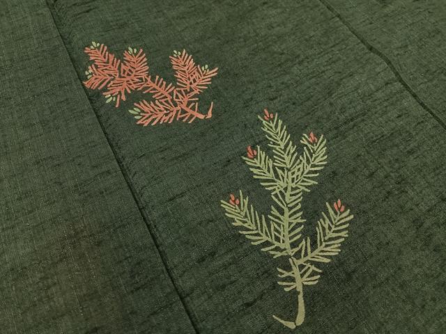 平和屋着物●訪問着 紬地 若松葉 正絹 逸品 CABC9898vp