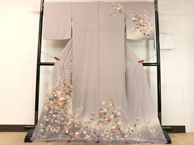 平和屋着物●訪問着 友禅 作家物 草花文 暈し染め 正絹 逸品 未使用 CABC9941vp