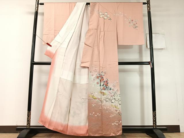 平和屋着物●訪問着 花筏文 暈し染め 金銀彩 正絹 逸品 未使用 CABC9950vp