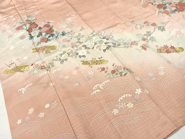 平和屋着物●訪問着 花筏文 暈し染め 金銀彩 正絹 逸品 未使用 CABC9950vp