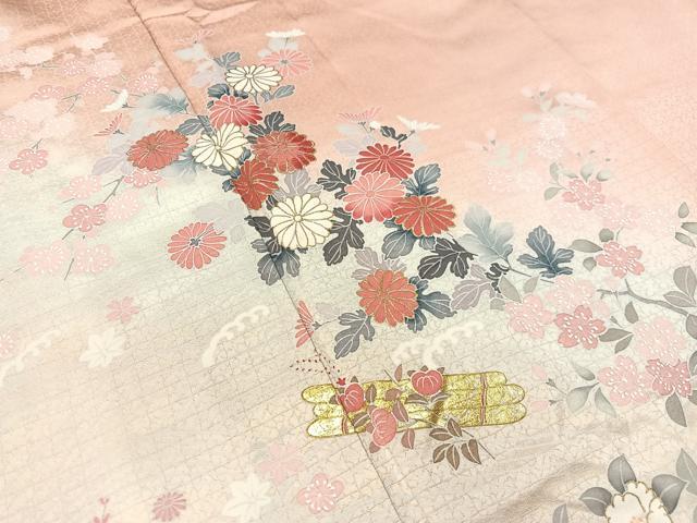 平和屋着物●訪問着 花筏文 暈し染め 金銀彩 正絹 逸品 未使用 CABC9950vp