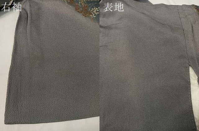 平和屋着物●訪問着 駒刺繍 花唐草格子文 暈し染め 金彩 鬼しぼ縮緬 正絹 逸品 CABC9956vp
