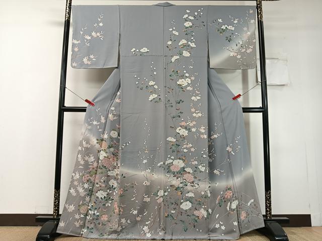 平和屋着物●訪問着 友禅 草花文 暈し染め 正絹 逸品 未使用 CABC9968vp