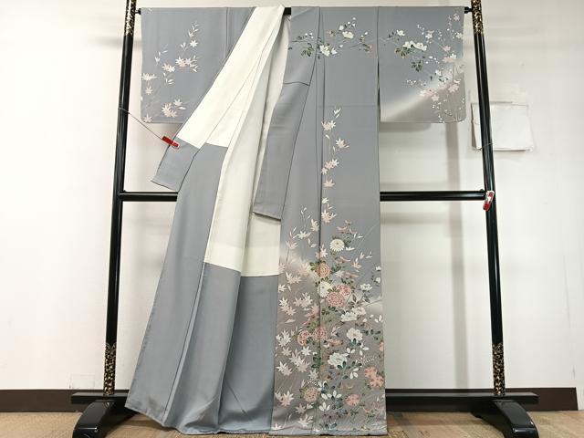 平和屋着物●訪問着 友禅 草花文 暈し染め 正絹 逸品 未使用 CABC9968vp