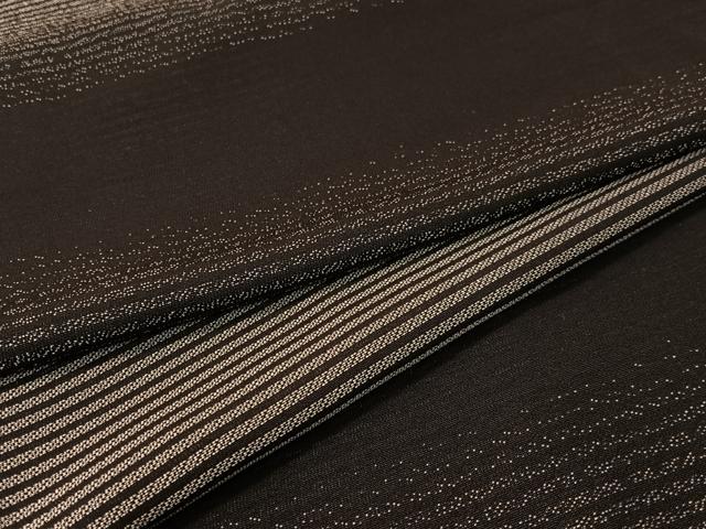 平和屋着物●上質な紬 横段文 黒地 正絹 逸品 CABC9991vp