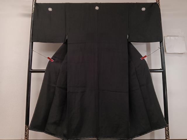平和屋着物●男性 黒紋付 キングサイズ 正絹 逸品 CABC9993vp