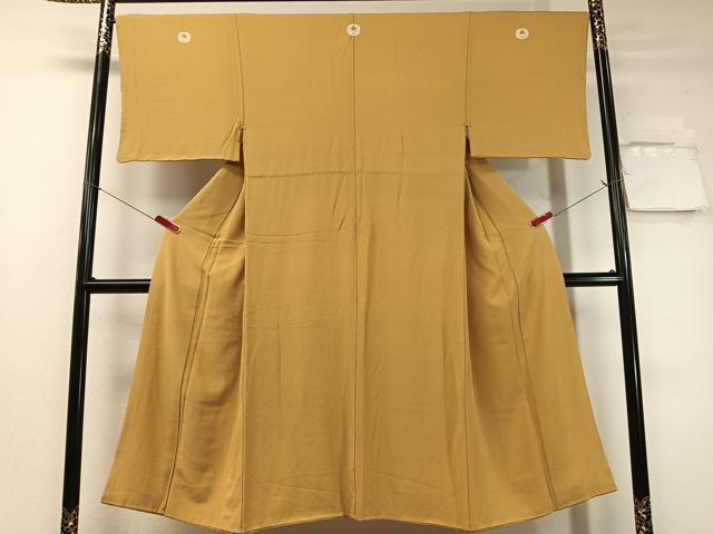 平和屋着物●男性 色紋付 黄朽葉色 正絹 逸品 CABC9999vp